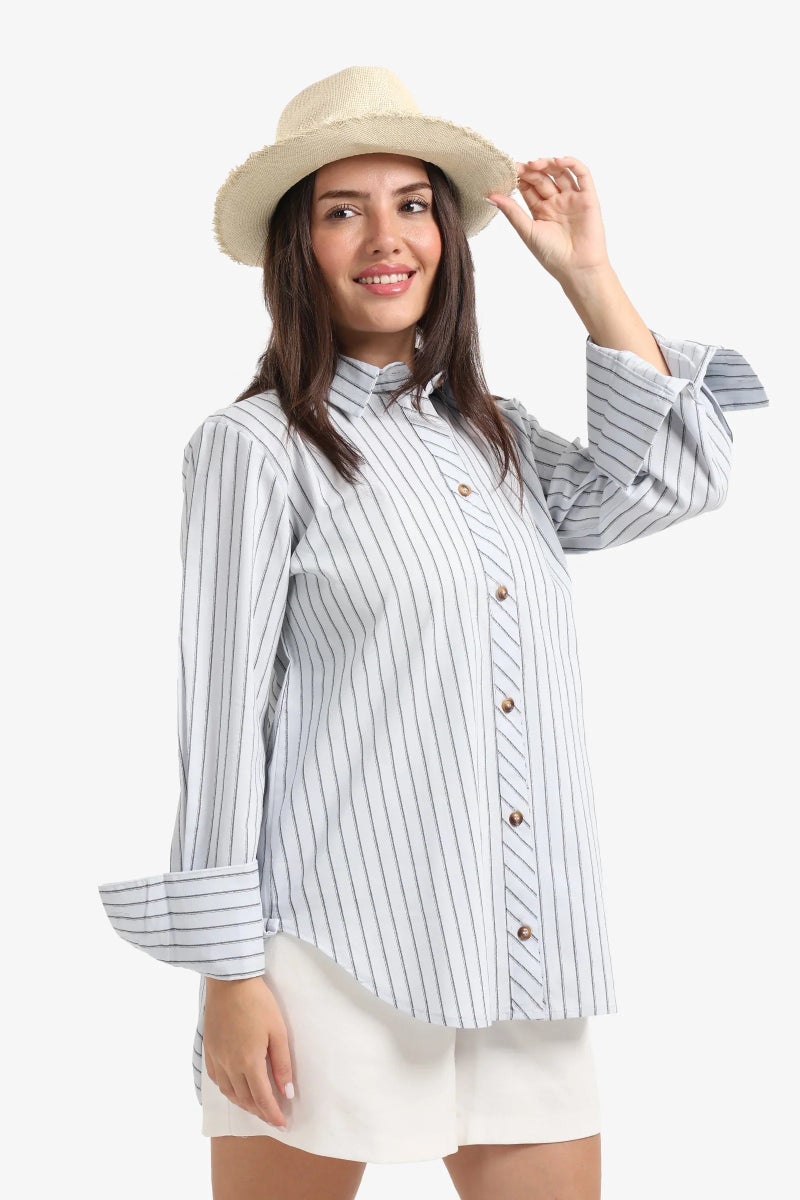 Carina Blue Striped Shirt - Image 1